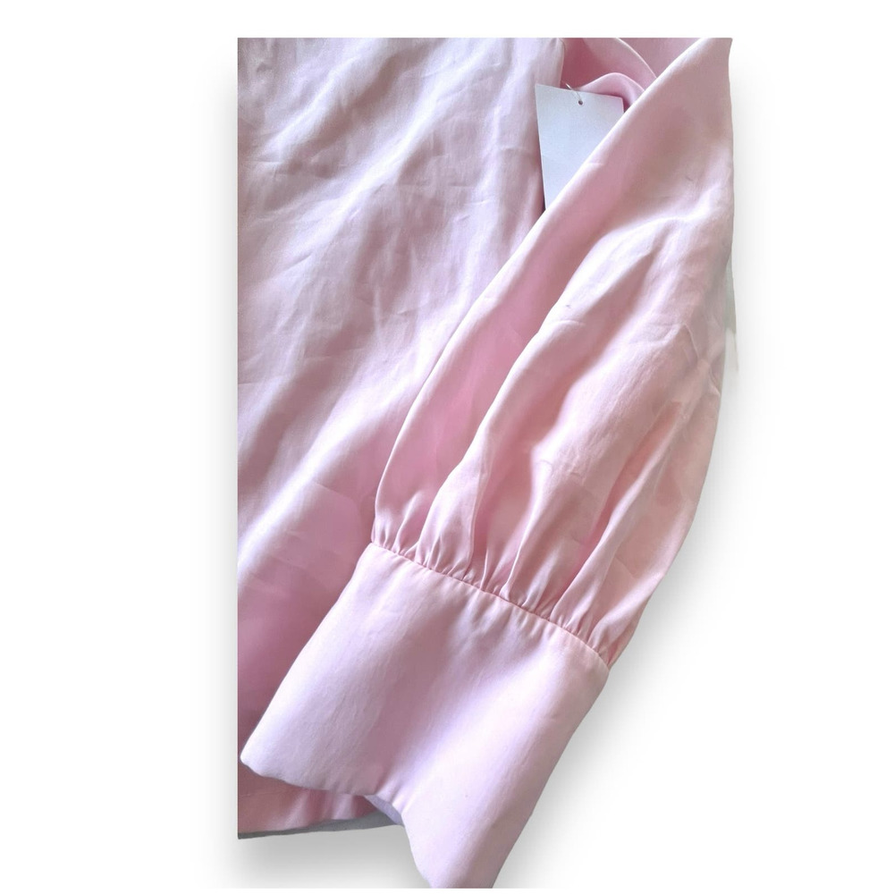 Nordstrom V-Neck Long Sleeve Button-Up Modal Blouse | Pale Pink, Sz L New - Picture 9 of 9